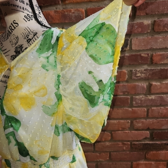 DKNY Flutter-Sleeve Clip-Dot Smock-Waist Dress Size 12 NWT - Picture 7 of 15